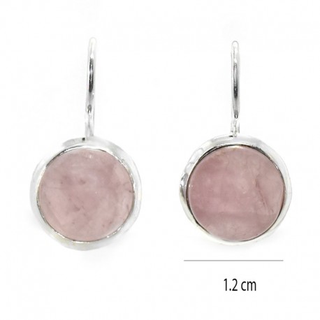 Aro colgante piedra Cuarzo Rosa redonda 1,2 cm