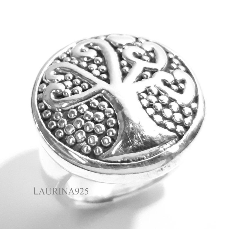 Anillo inflado arbol punto con corazon Plata 925