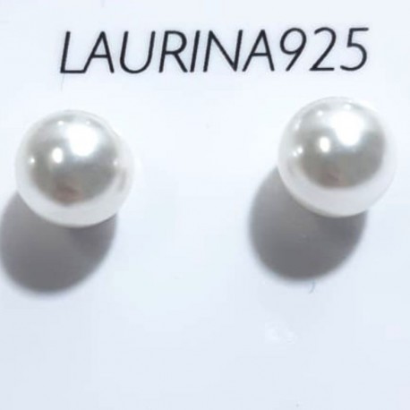 Aros Perla 8 mm pasantes de plata